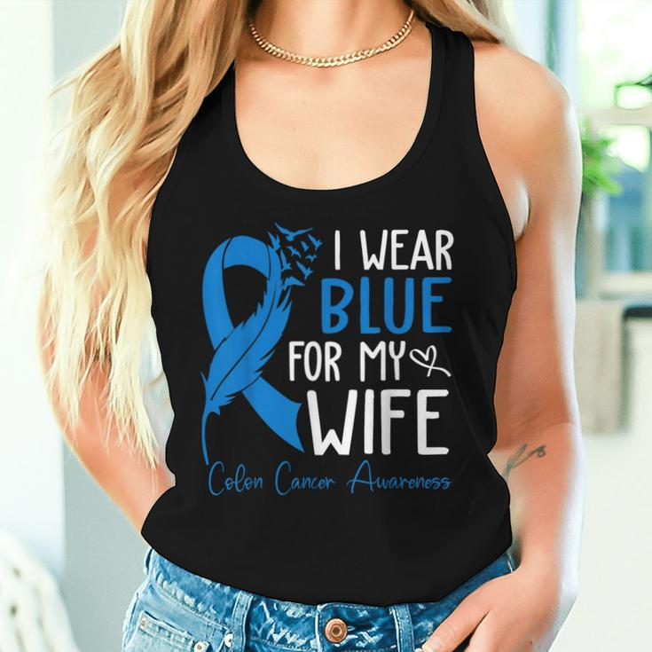 I Wear Blue For My Wife Warrior Colon Cancer Awareness Women Tank Top Gifts for Her