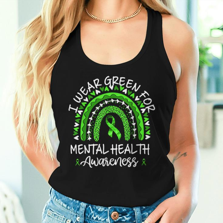 I Wear Green For Mental Health Awareness Month Rainbow Women Tank Top Gifts for Her