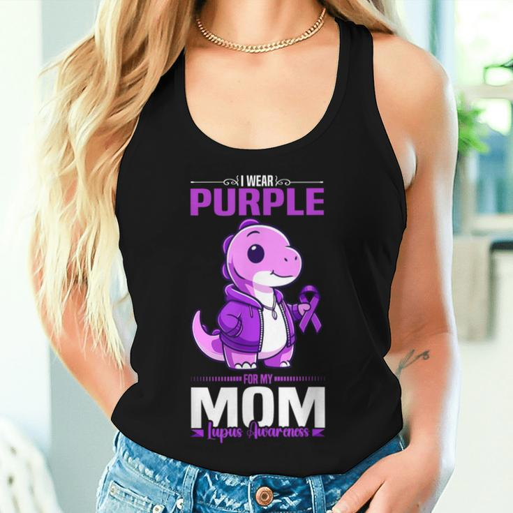 I Wear Purple For My Mom Lupus Awareness Dinosaur Women Tank Top Gifts for Her