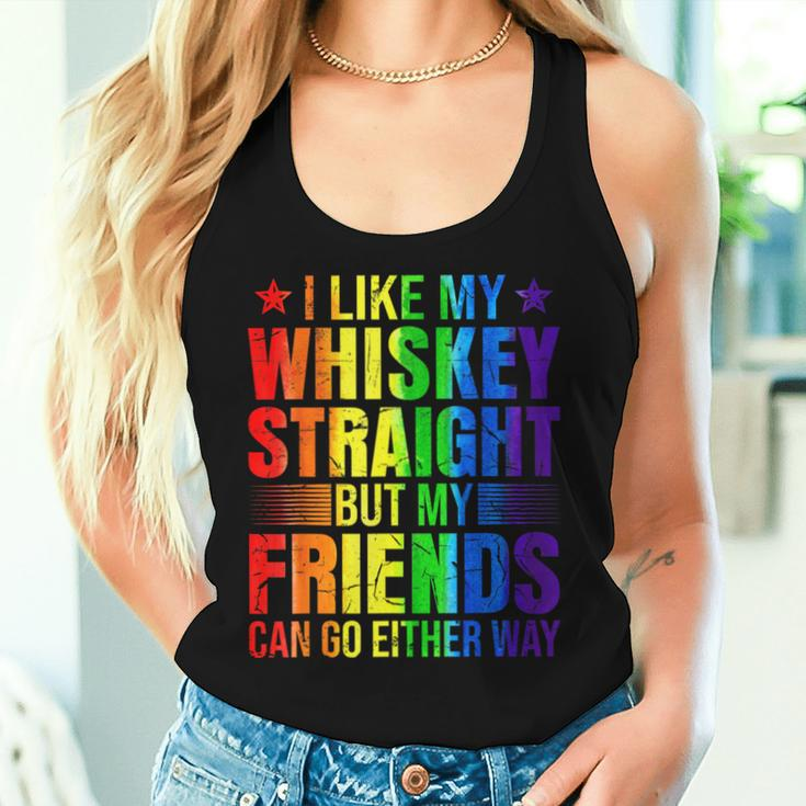 Like My Whiskey Straight Friends Proud Ally Lgbtq Gay Pride Women Tank Top Gifts for Her