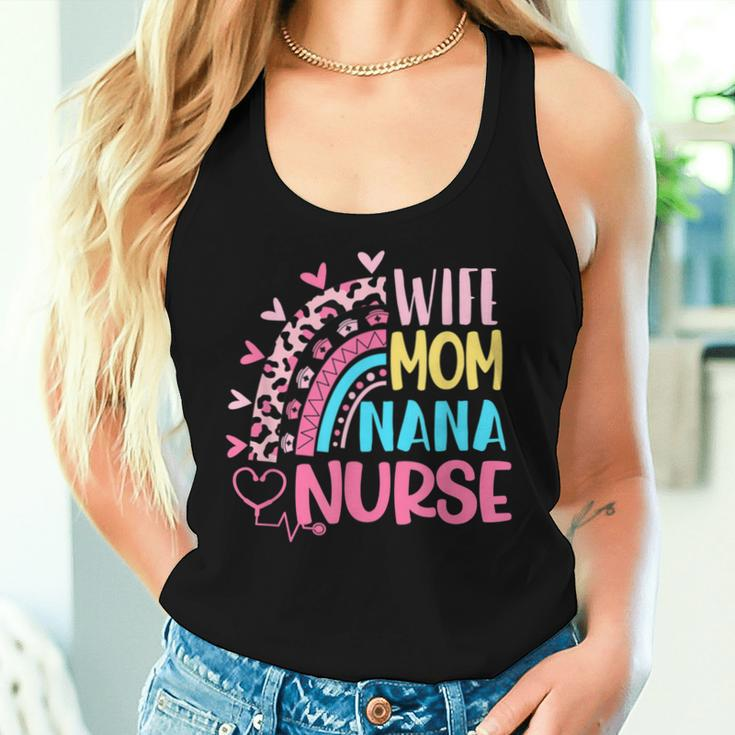 Wife Mom Nana Nurse Nurses Day Leopard Rainbow Women Tank Top Gifts for Her
