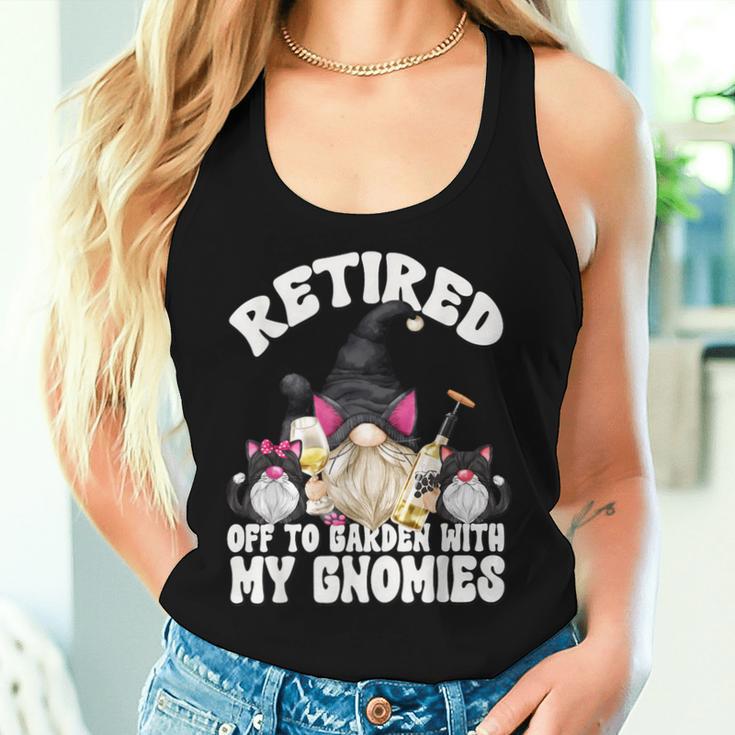 Wine And Cat Grandpa Retirement Gnome For Retired Dad Women Tank Top Gifts for Her