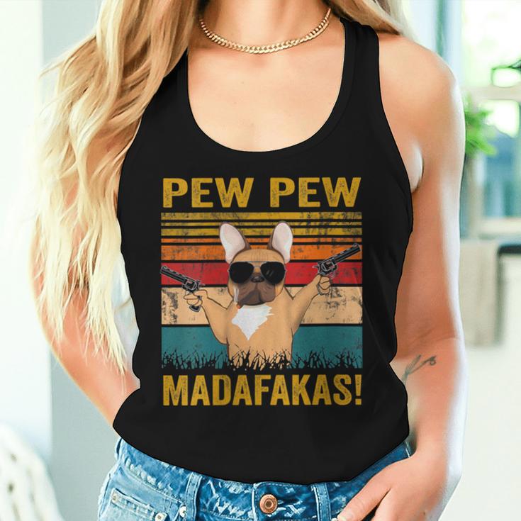 Women's Pew Pew Madafakas French Bulldog Dogs Dadintage Tank Top Frauen Geschenke für Sie