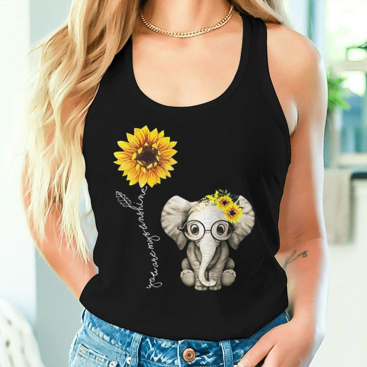 You-Are-My-Sunshine Elephant Sunflower Hippie Quote Song Women Tank Top Gifts for Her