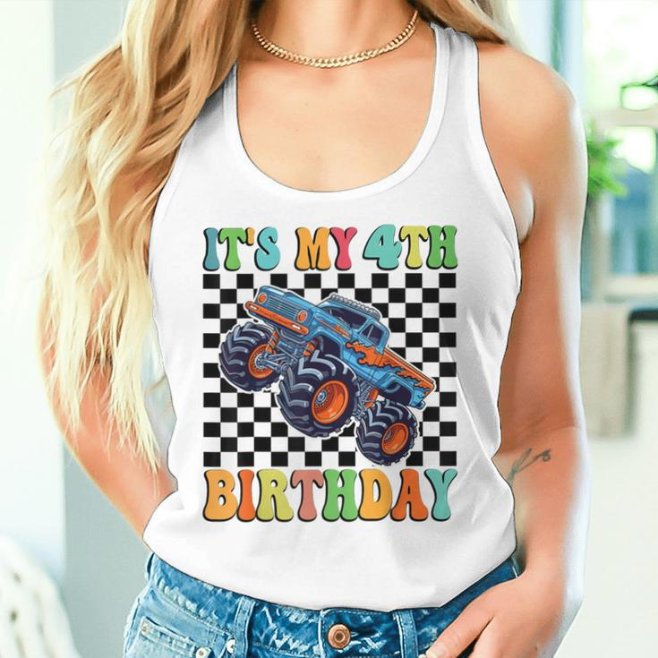 4 Years Old Boy Girl It's My 4Th Birthday Boys Monster Truck Women Tank Top Gifts for Her