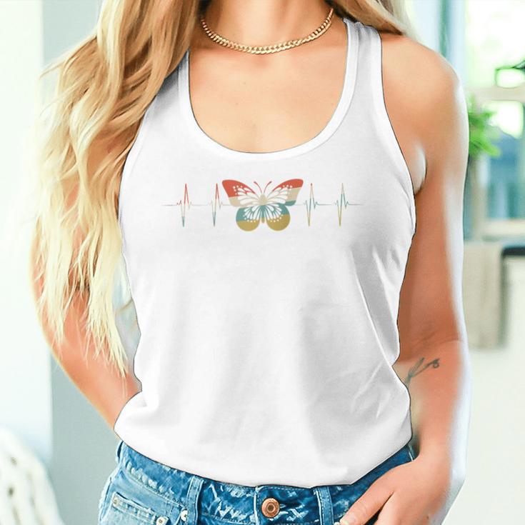 Butterfly Watching Heartbeat Retro Ecg Ekg Women Tank Top Gifts for Her