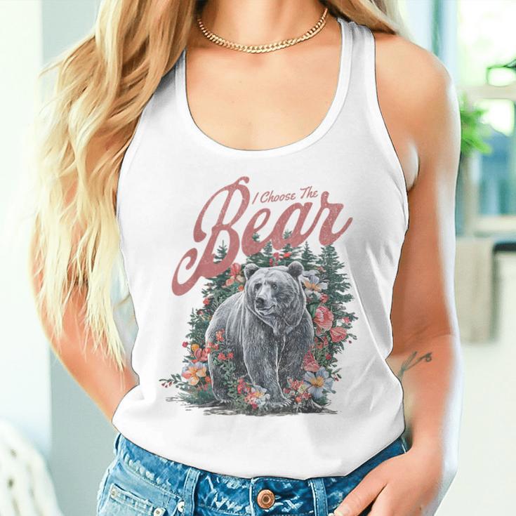 I Choose The Bear Motivational Team Bear Woods Girls Floral Women Tank Top Gifts for Her