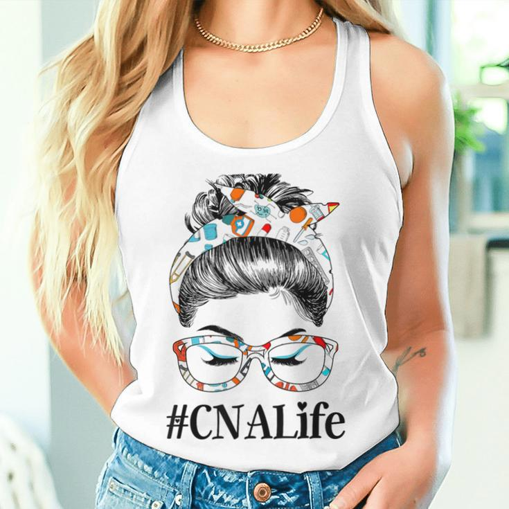 Cna Life Messy Hair Woman Bun Healthcare Worker Women Tank Top Gifts for Her
