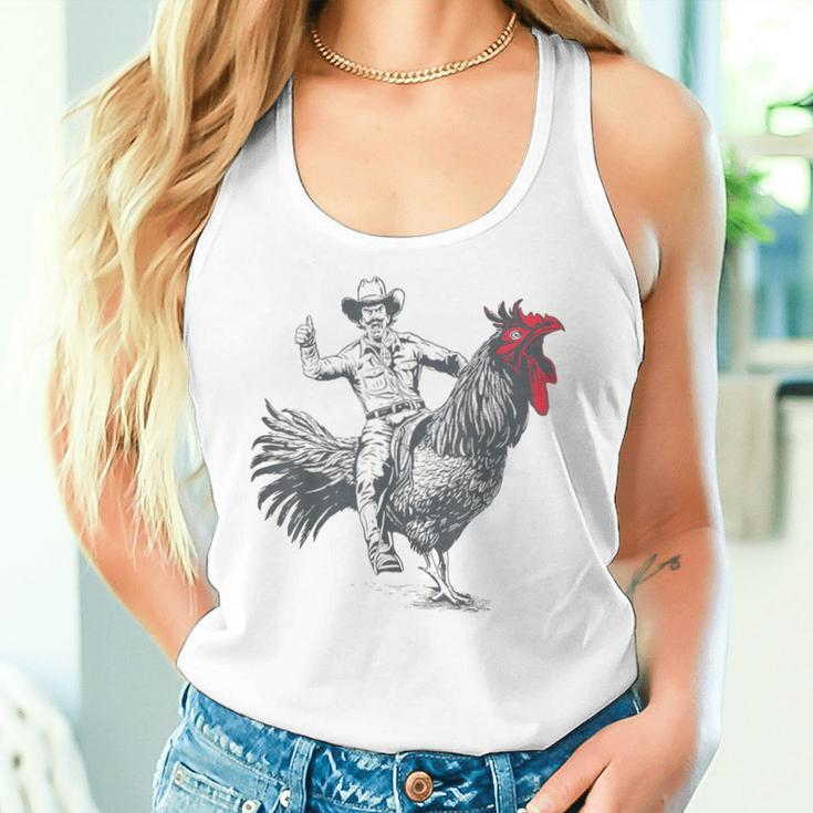 Cowboy Riding Chicken Women Tank Top Gifts for Her