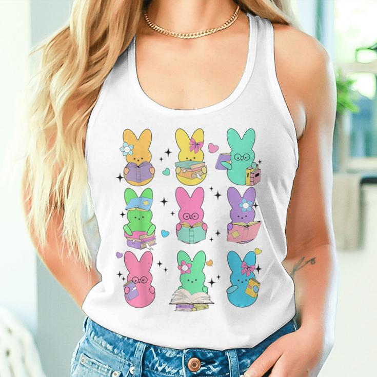 Cute Teacher Bunny Rabbit Reading Easter Bunnies Book Lovers Women Tank Top Gifts for Her