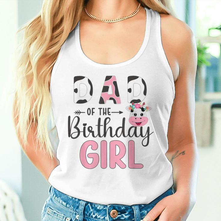 Dad Of The Birthday Girl Farm Cow 1 St Birthday Girl Women Tank Top Gifts for Her