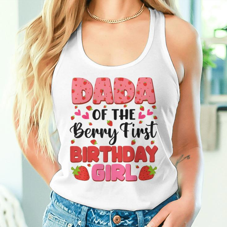 Dada Bery First Birthday Strawberry Girl Dad And Mom Family Women Tank Top Gifts for Her