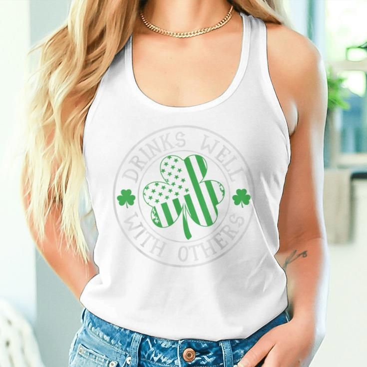 Drinks Well With Others St Patrick's Day Drunk Beer Women Tank Top Gifts for Her