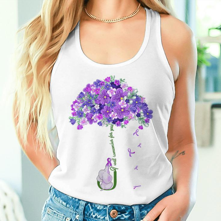 Elephant I Will Remember For You Sunflower Alzheimer Women Tank Top Gifts for Her