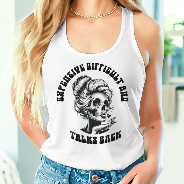 Expensive Difficult And Talks Back Messy Bun Women Tank Top Gifts for Her