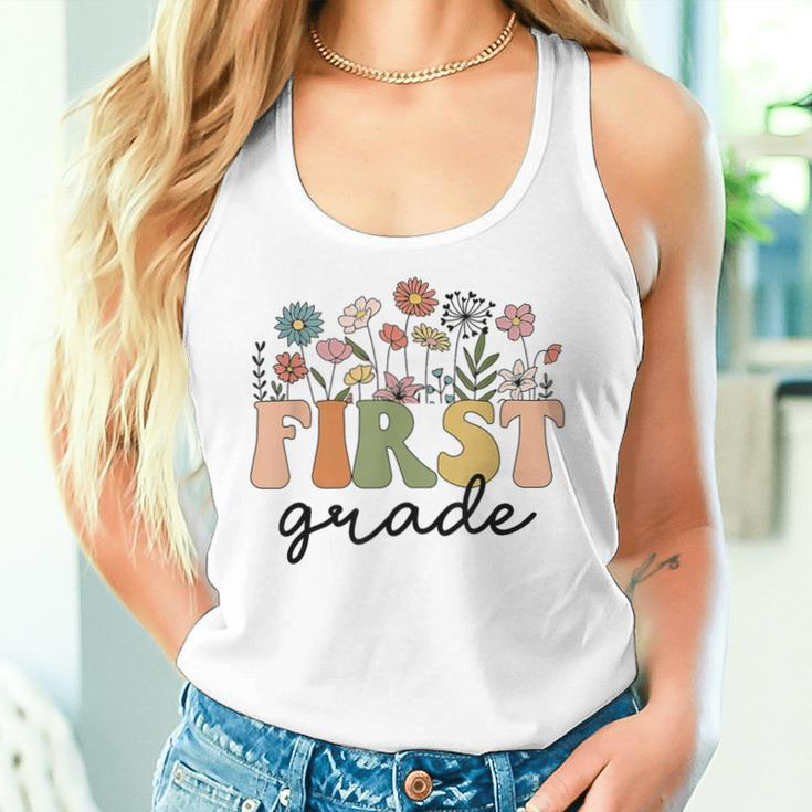 First Grade Teacher Wildflower Back To School Floral Outfits Women Tank Top Gifts for Her