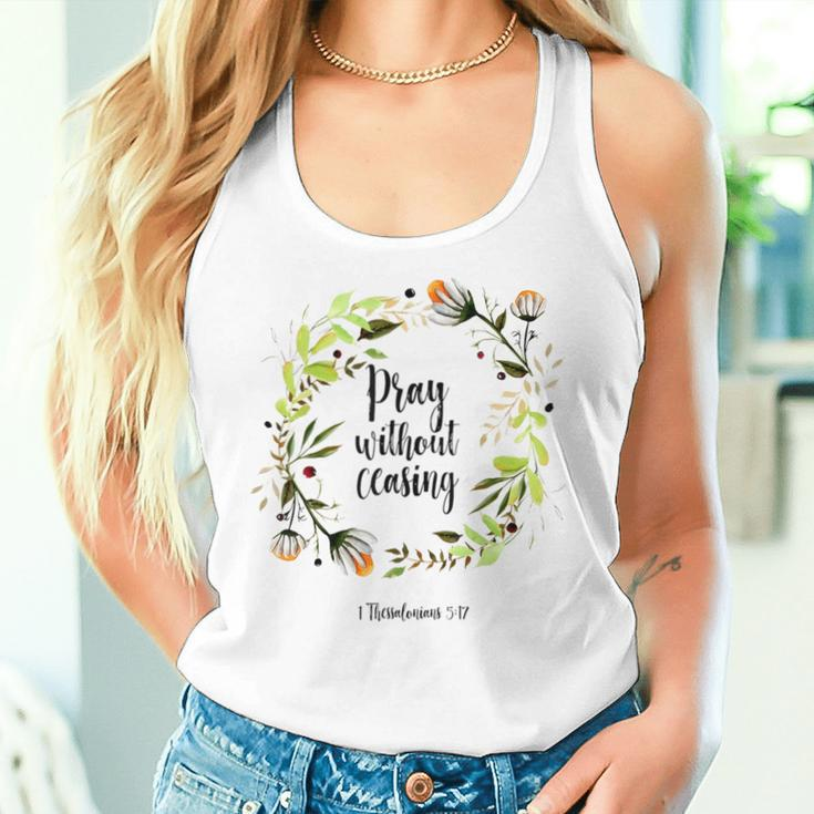 Floral Christian Pray Without Ceasing Bible Verse Motivation Women Tank Top Gifts for Her