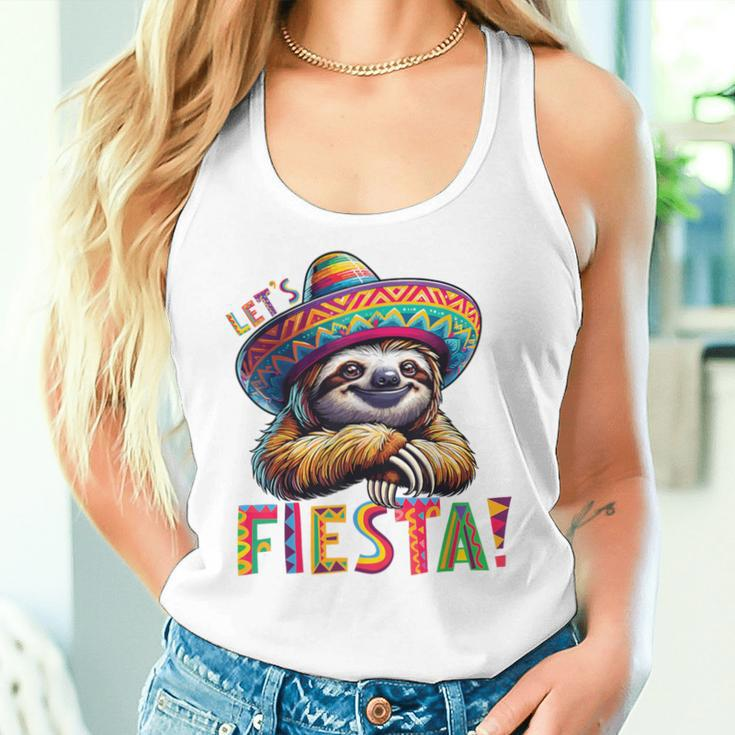 Let's Fiesta Sloth Cinco De Mayo Fiesta Mexican Women Tank Top Gifts for Her