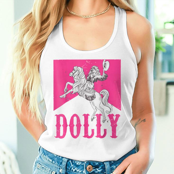 Girl Retro Personalized Dolly Cowgirl First Name Women Tank Top Gifts for Her