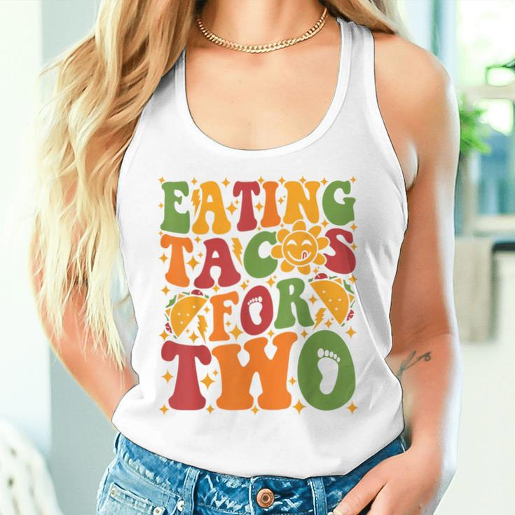 Groovy Pregnant Mom Pregnancy Eating Tacos For Two Women Tank Top Gifts for Her