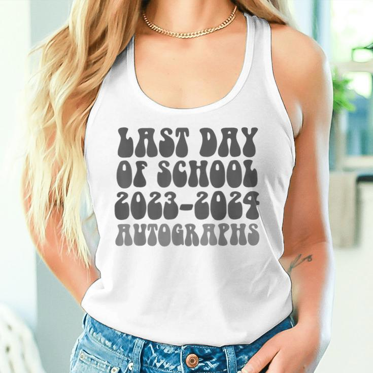 Groovy Last Day Of School 2024 Graduation Autographs Sign My Women Tank Top Gifts for Her