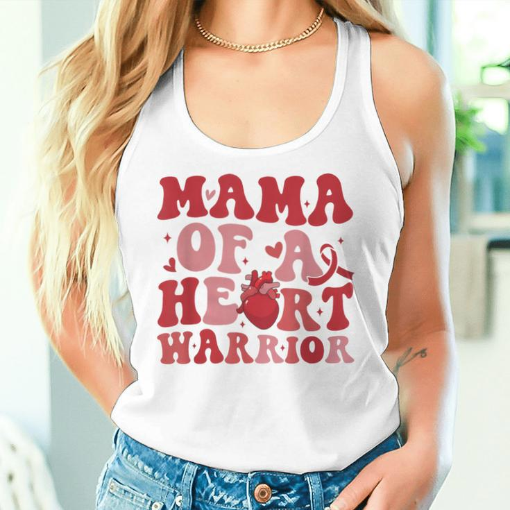 Groovy Mama Of A Heart Warrior Chd Awareness Heart Disease Women Tank Top Gifts for Her