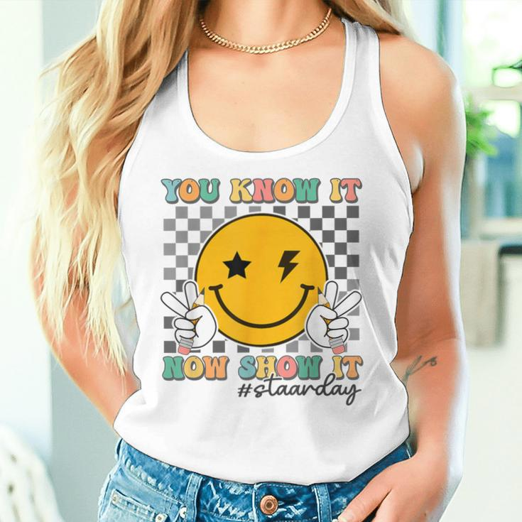 Groovy Smile Testing Day Teacher You Know It Now Show It Women Tank Top Gifts for Her