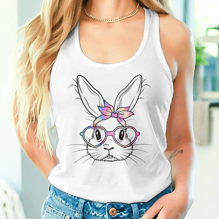 Happy Easter Cute Bunny Face Tie Dye Glasses Rabbit Girl Kid Women Tank Top Gifts for Her