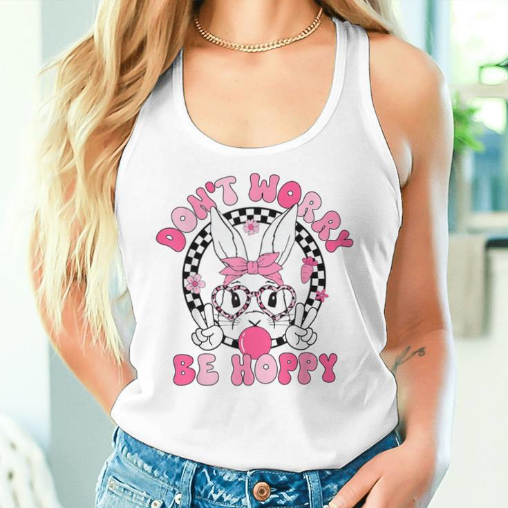 Happy Easter Groovy Bunny Face Don't Worry Be Hoppy Women Women Tank Top Gifts for Her