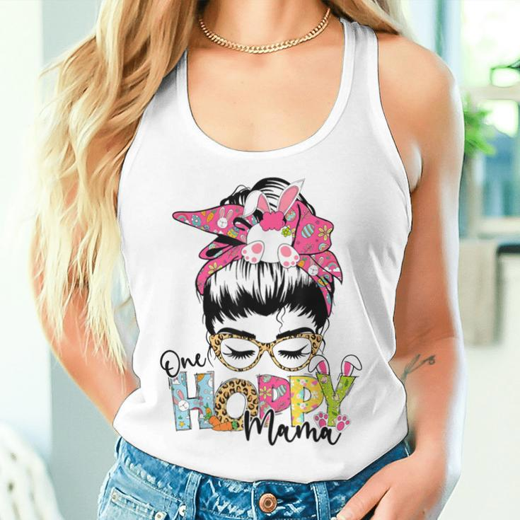 Happy Easter One Hoppy Mama Bunny Easter Messy Bun Women Women Tank Top Gifts for Her