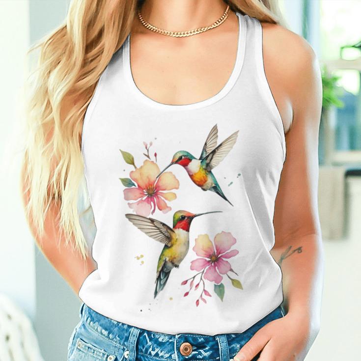 Hummingbird And Flower Women Tank Top Gifts for Her