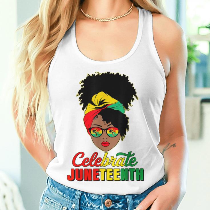 Junenth Black Messy Bun Celebrate 1865 Emancipation Women Tank Top Gifts for Her