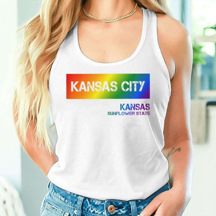Kansas City Kansas Vintage Lgbtqai Rainbow Women Tank Top Gifts for Her