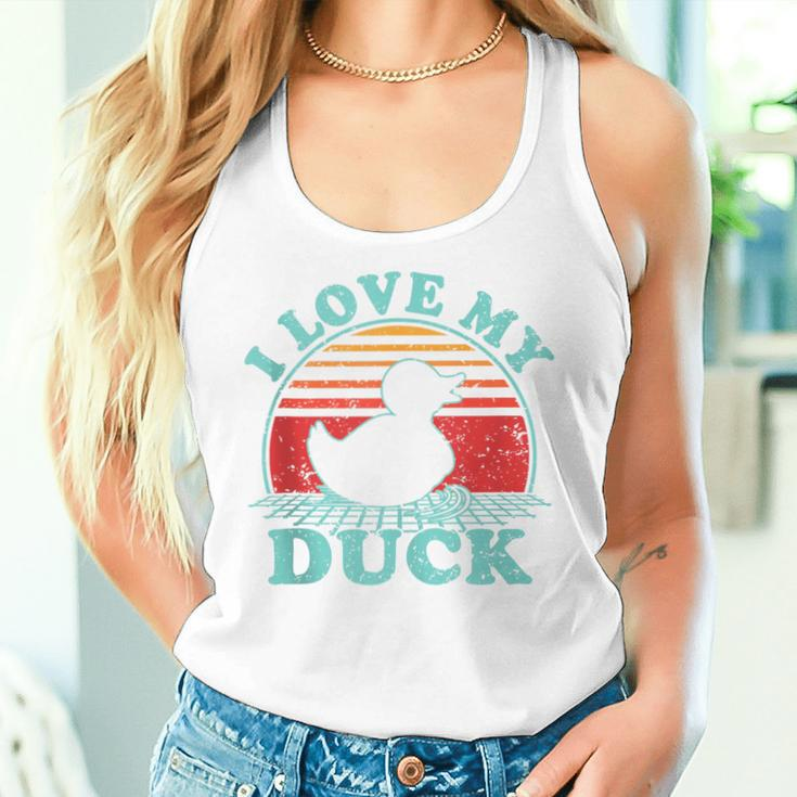 I Love My Duck Vintage 80S Style Women Tank Top Gifts for Her