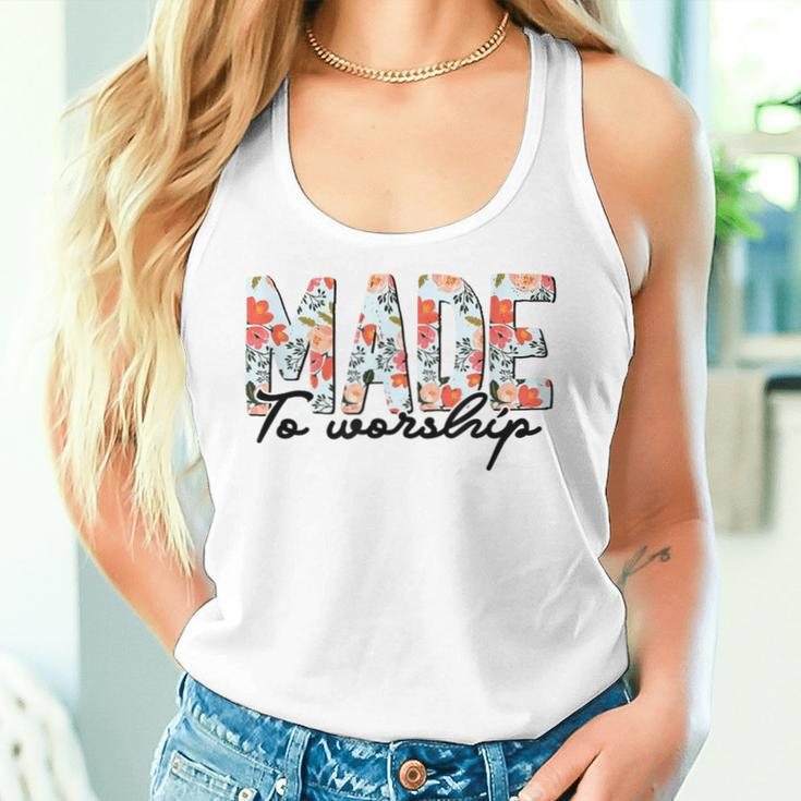 Made To Worship Christian Faith Jesus God Lover Floral Women Tank Top Gifts for Her