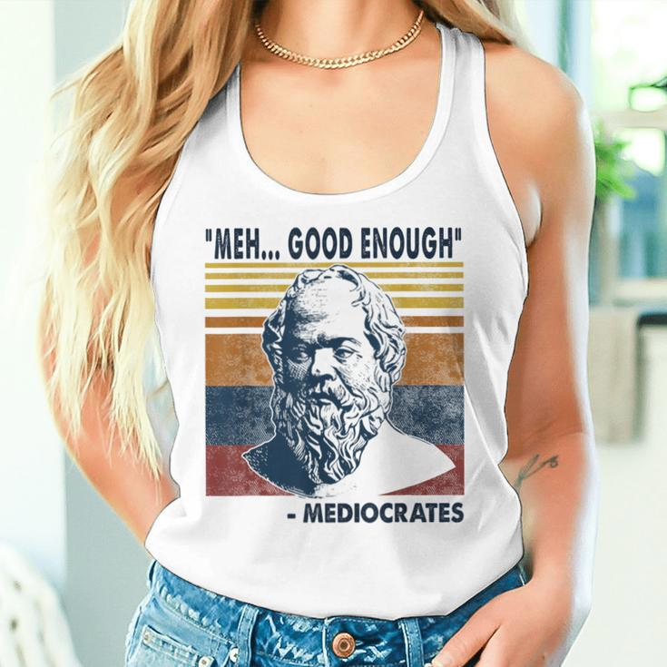 Mediocrates Meh Good Enough Lazy Logic Sloth Wisdom Meme Women Tank Top Gifts for Her