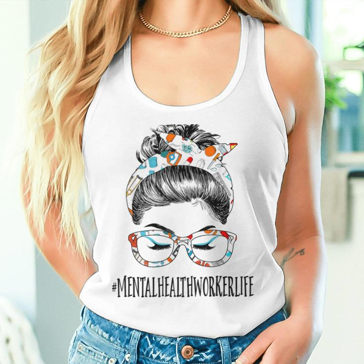 Mental Health Life Messy Hair Woman Bun Healthcare Women Tank Top Gifts for Her