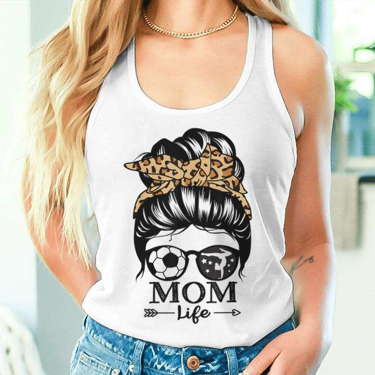 Mom Life Messy Bun Hair Soccer Gymnastics Mom Women Tank Top Gifts for Her
