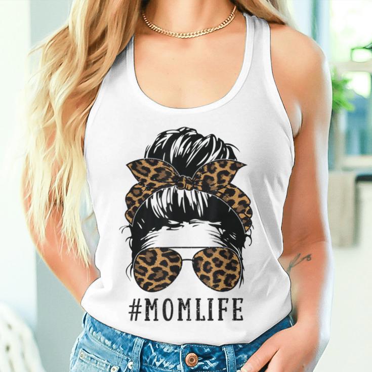 Momlife Messy Bun Leaopard Skin For Mum Life Tank Top Frauen Geschenke für Sie