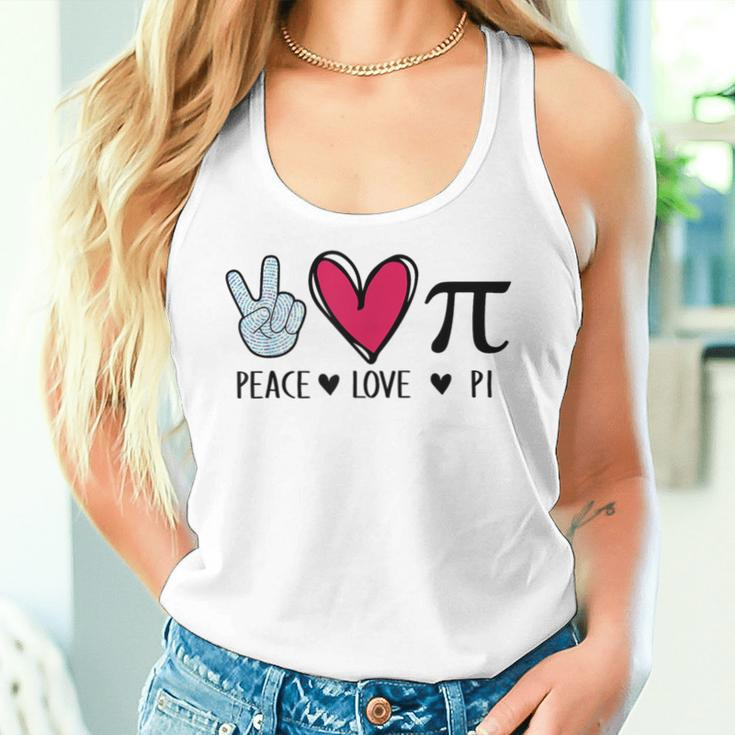 Peace Love Pi Math Lover Teacher Pi Day Mathematic Pi Symbol Women Tank Top Gifts for Her