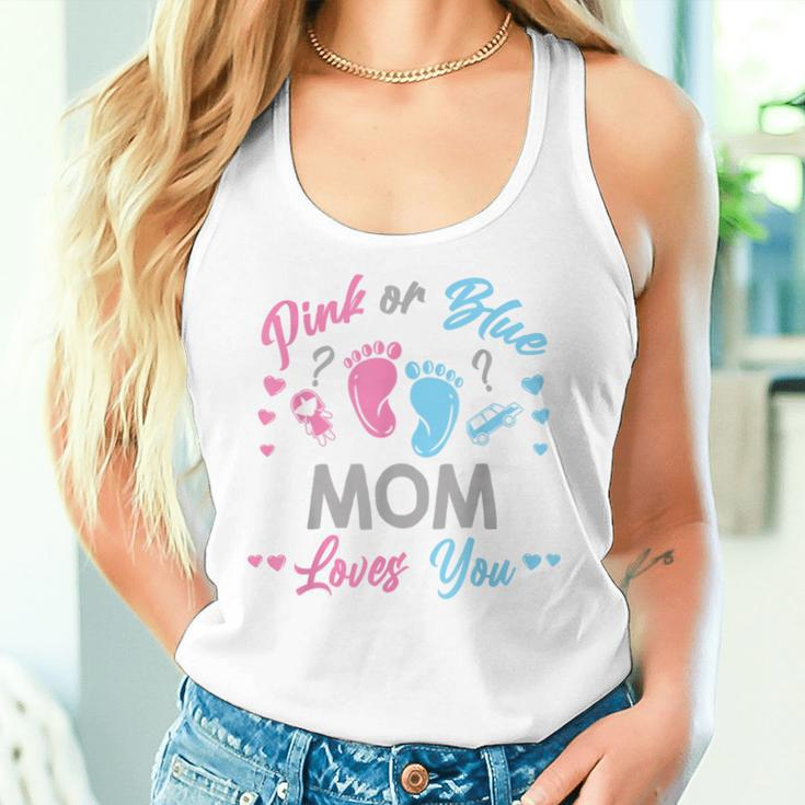 Pink Or Blue Mom Loves You Gender Reveal Women Tank Top Gifts for Her