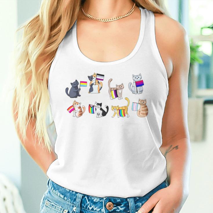 Pride Flags Cat Lgbt Pride Rainbow Trans Ace Pan Bi Lesbian Women Tank Top Gifts for Her