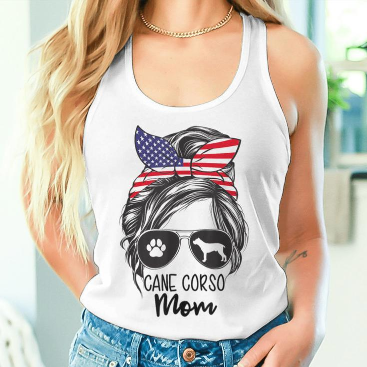 Proud Cane Corso Mom Messy Bun 4Th Of July Cane Corso Mom Women Tank Top Gifts for Her