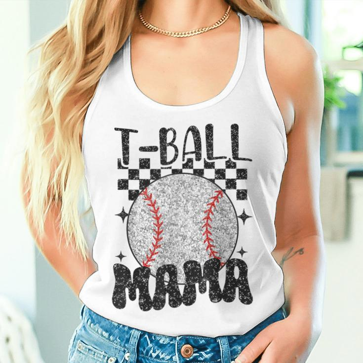 Retro Checkered Ball Mama T-Ball Mom Sports Mother's Day Women Tank Top Gifts for Her