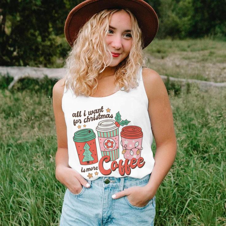 Retro Xmas All I Want For Christmas Is More Coffee Women Tank Top Gifts for Her