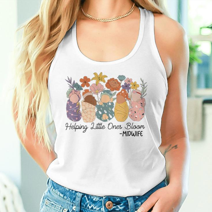 Retro Groovy Helping Little Ones Bloom Babies Flower Midwife Women Tank Top Gifts for Her