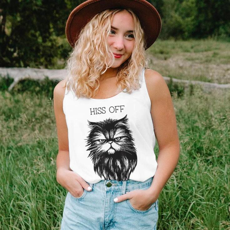 Hiss Off Cute Cat Pun Punny Meow Cat Lover Dad Mom Women Tank Top Gifts for Her