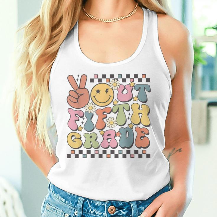 School Last Day Of 5Th Grade Groovy Peace Out Fifth Grade Women Tank Top Gifts for Her