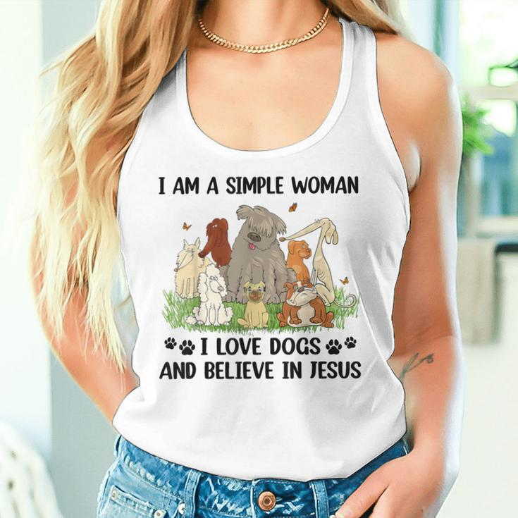 I Am A Simple Woman I Love Dogs And Believe In Jesus Women Tank Top Gifts for Her