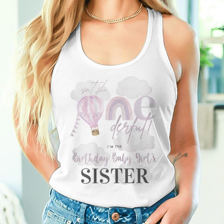 Sister Hot Air Balloon 1St Birthday Girl Isn't She Onederful Women Tank Top Gifts for Her